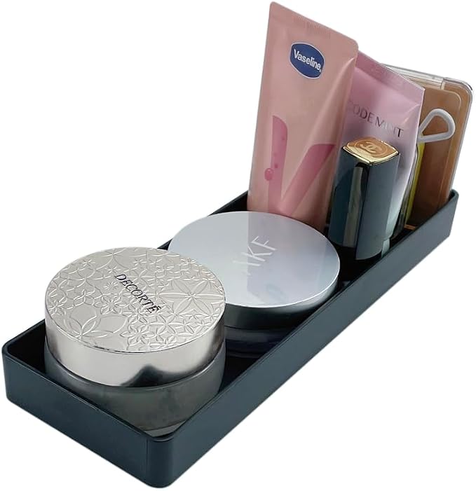 Amazon Basics Rectangular Plastic Desk Organizer, Half Accessory Tray for Office Supplies and Workspace Organization, 9.4" x 3.3" x 1", Black (Pack of 2) - Image 7