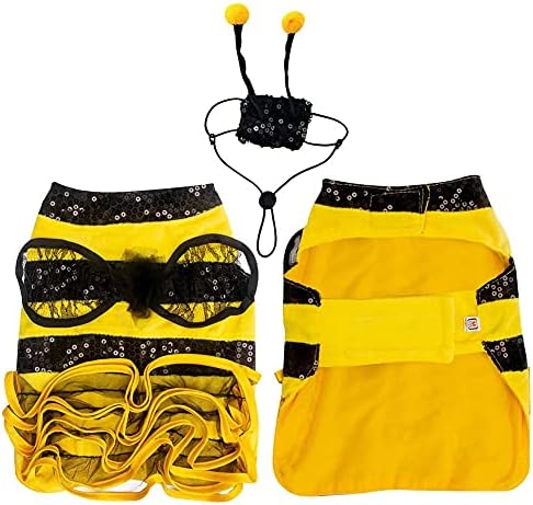 Bee Costume for Dogs - Bumblebee Dress with Cap - Funny Pet Halloween Outfit for Small, Medium & Large Dogs & Cats - Image 5