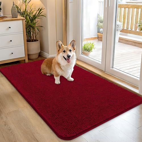 OLANLY Dog Door Mat for Muddy Paws 45x27, Super Absorbent Chenille Mud Mat by OLANLY