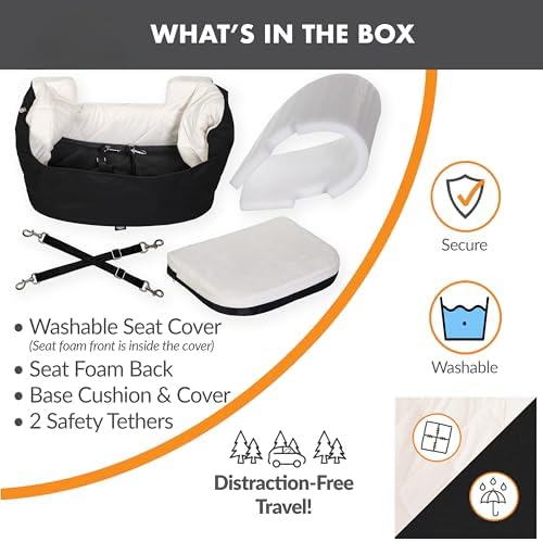 K&H Bucket Booster Dog Car Seat, Cat & Dog Booster Seat, Small Black/Cream - Image 4
