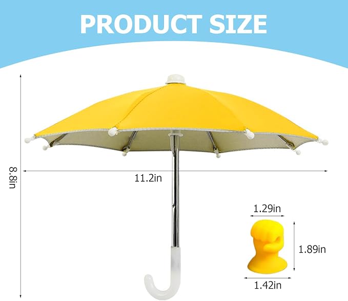 Phone Umbrella Stand, Sun Shade Mini Umbrella for Cell Phone with Adjustable Fist Style Suction Cup, Universal Anti-Glare Sun Visor for Outdoor - Image 2