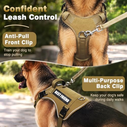 WINSEE No Pull Tactical Dog Harness with Leash Set with 2 Patches - Image 3