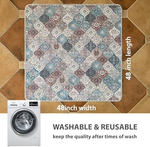 nunubaby Washable Pee Pads for Dogs, Stylish, Non-Slip and Leak-Proof Pee Pads. Reusable Potty Pads for Dogs for Crates and Floors.(Dark Red/Multi,48" x48" ) - Image 4