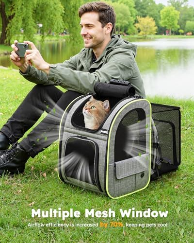 pecute Cat Backpack Expandable, Cat Carrier Backpack with Breathable Window - Image 6