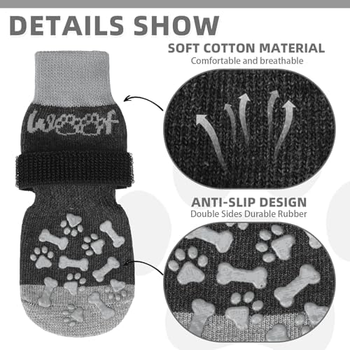 KOOLTAIL Dog Socks Shoes for Hot Pavement to Prevent Licking Paws, Winter Dog Boots&Paw Protector for Hardwood Floors Anti Slip,Traction Control Grip Booties for Small Medium Large Senior Dog,Black XL - Image 3