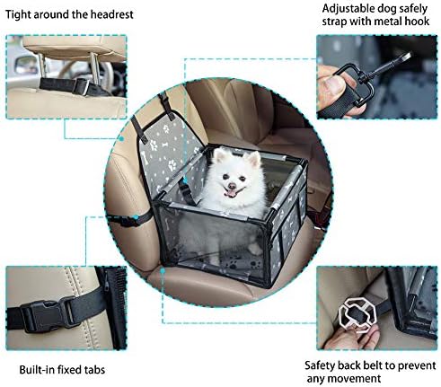 GENORTH Dog Car Seats for Small and Medium Dogs,Portable Puppy/Pet Car Booster Seat with Clip-On Leash and Mesh Window for Pet Up to 20 lbs - Image 6