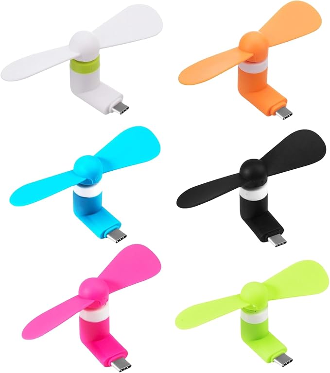 Type USB C Cell Phone Fan for iPhone Series 15, 15 Plus,15 Pro, 15 Pro Max, 16,16 Plus, 16 Pro, 16 Pro Max, for Samsung Galaxy S Series, A1/A2/A3/A5 Series, M1/M3/M5, Note Serie (Color x6) by YUNLOVXEE