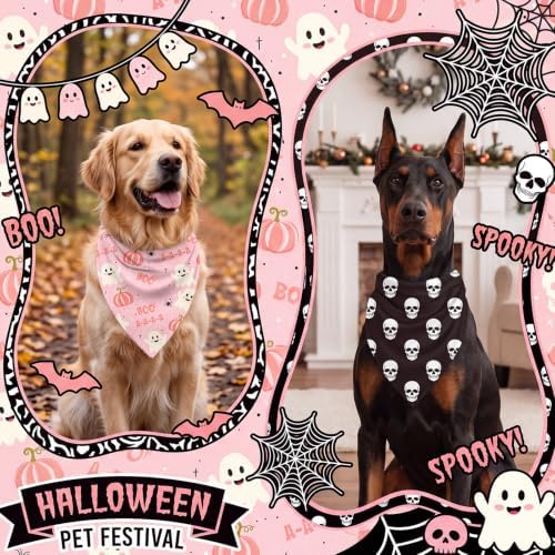 Weewooday 50 Pink Halloween Dog Bandana Bulk for Large Dog Lover Gift - Image 4