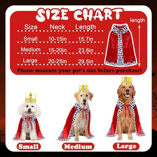 GOYOSWA Dog King Costume, Dog Halloween Costumes King Cloak and Crown Set Funny King Prince Costume for Small Medium Large Dogs (Medium) - Image 3