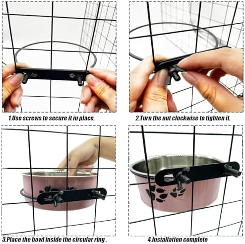 2‑Pack Stainless‑Steel Hanging Dog Crate Food & Water Bowls 25 oz & 34 oz - Image 4
