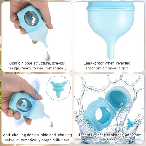 Kitten Bottle for Nursing, Miracle Nipple for Kittens Puppy Kitten Milk Replacement, Silicone Kitten Feeding Bottle for Pregnant Cat Essentials (Blue) - Image 5