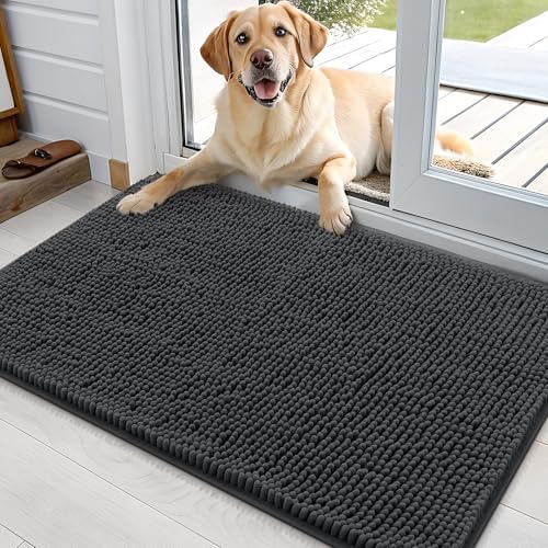 OLANLY Dog Door Mat for Muddy Paws 36x24, Super Absorbent Chenille Mud Mat by OLANLY