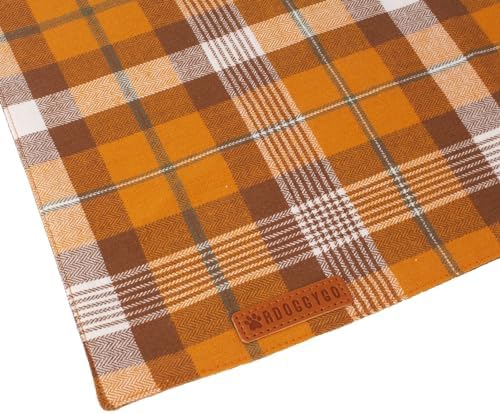 ADOGGYGO Fall Thanksgiving Dog Bandanas, Orange Plaid Dog Scarf, Large - Image 6