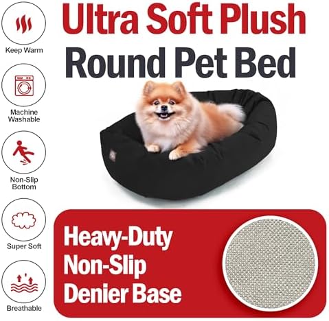 Majestic Pet Suede Shredded Memory Foam Mix Calming Dog Bed Washable - Cozy Soft Round Dog Bed with Spine for Head Support - Fluffy Donut Dog Bed, 24 Inch, Black - Image 6