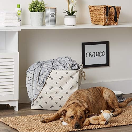Bone Dry Dog Toy Basket, Rectangle Gray Large, Collapsible - Image 4