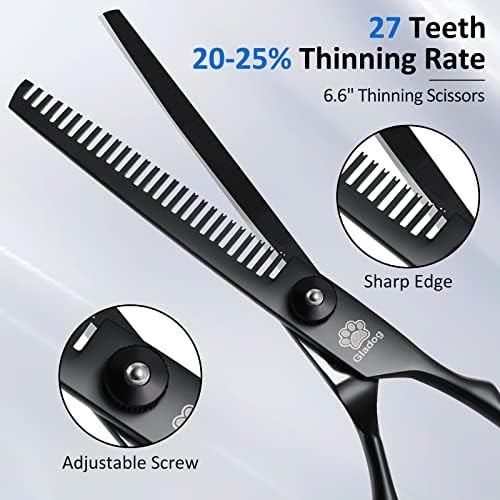 Dog Grooming Scissors Kit with Safety Round Tips, GLADOG Professional 5 in 1 Grooming Scissors for Dogs - Image 2
