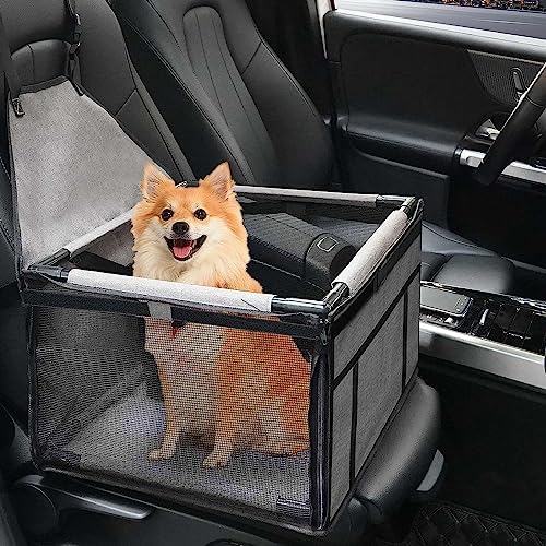 GENORTH Small Dog Car Seat - Portable Puppy/Pet Booster Seat with Clip-On Leash and Mesh Window for Small Pets Up to 11 lbs by GENORTH
