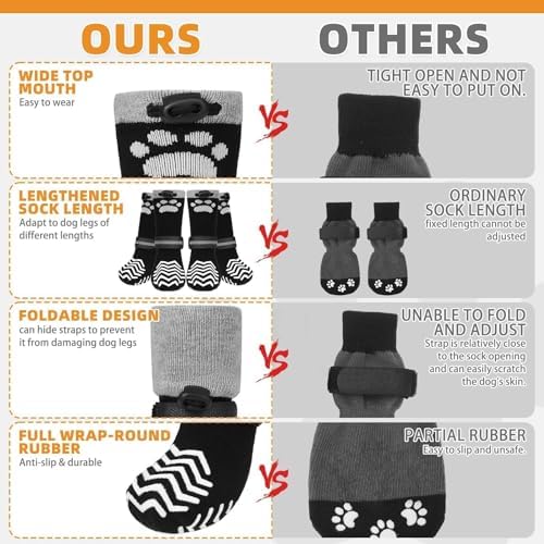 KOOLTAIL Non-Slip Dog Socks for Hot Pavement to Prevent Licking Paws,Dog Grippy Boots&Paw Protector with Reflective Straps, Non Twist Dog Shoes for Hardwood Floors for X -small Senior Dogs - Image 4
