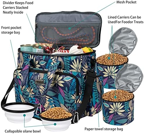 BAGLHER Dog Travel Bag, Pet Travel Bag (ALL Pet Travel Supplies), With 2 Pet Food Containers and 2 Collapsible Silicone Bowls; Essential Kits for Pet Travel Hawaii - Image 5