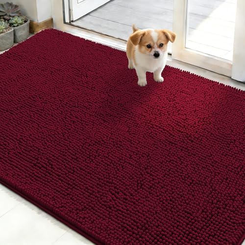 OLANLY Dog Door Mat for Muddy Paws 50x30, Super Absorbent Chenille Mud Mat by OLANLY