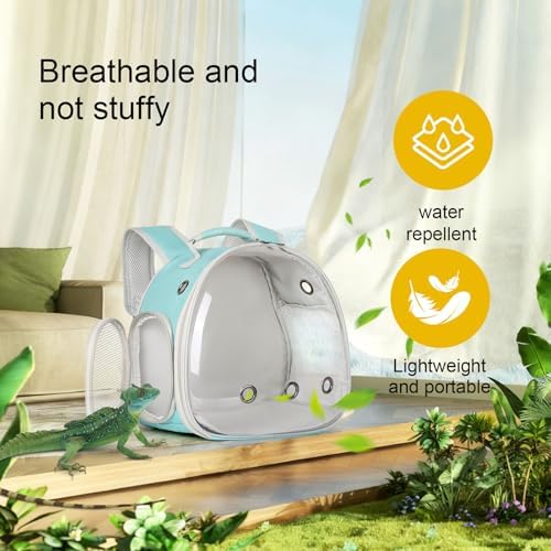 Guinea Pig Backpack Carrier, Bearded Dragon Carrier Backpack with Clear Bubble Window,Small Animal Travel Backpack for Hedgehog Rat，Chameleon,Rabbit,Sugar Glider,Airline Approved (Green, Backpack) - Image 5