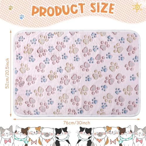 Tatuo 4 Pcs Fleece Dog Blankets for Puppy Cat, Beige, 30 x 20.5 in, Paw - Image 6