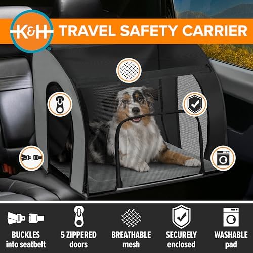 K&H Dog Car Seat, Travel Safety Carrier for Pets, Large, Gray/Black - Image 5