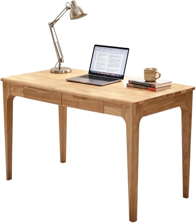 Solid Wooden Desk with Drawers, Small Writing Desk with Drawers for Computer, PC Desk for Work, Study or Gaming, Easy to Assemble by Unknown