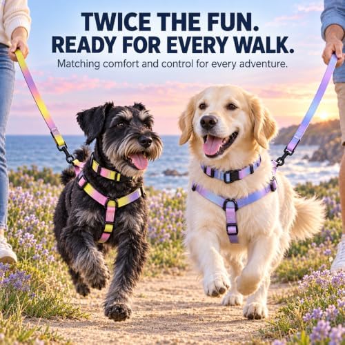 Dog Collar Harness and Leash Set, Adjustable Dog Harness Collar and Leash Set with Secure Metal Buckle, Waterproof PVC Adjustable Pet Harness for Large Dogs, Easy Walk Harness - Image 4