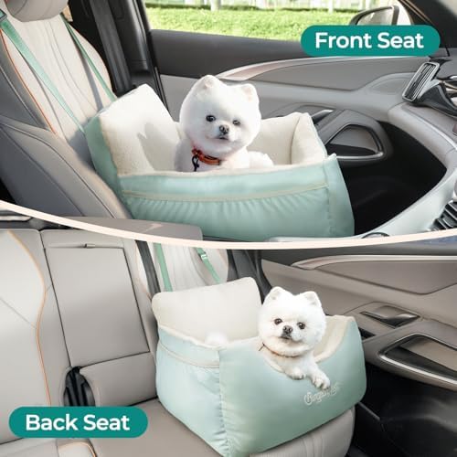 BurgeonNest Dog Car Seat for Small Dogs & Cats Under 25 lbs, Beige Green - Image 3