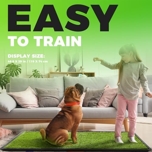 Hompet Dog Grass Pad with Tray Large, 46.8"x29", 2 Reusable Artificial Turf for Dogs Potty, Waterproof Non-Slip Washable Pee Pads, Quickly Absorbency Portable Dog Litter Box for Indoor/Outdoor Use - Image 5