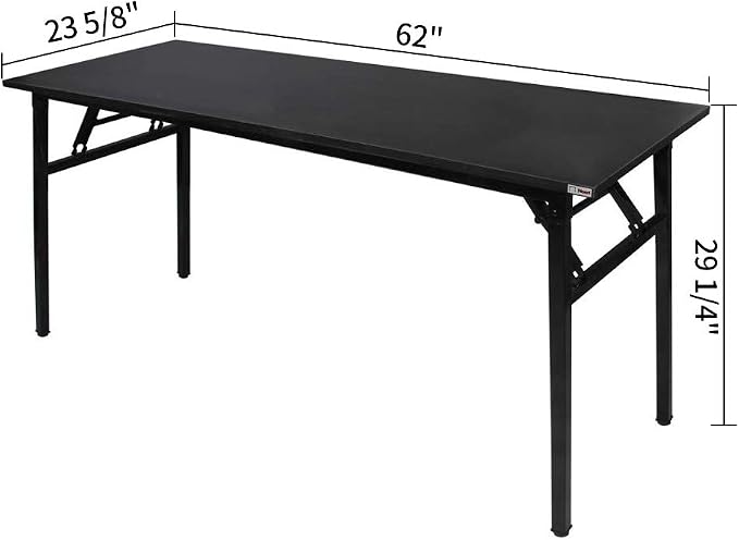 Need Home Office Desk - 62 Inches Large Computer Desk Sturdy Black Table Foldable Desk Gaming Computer Table No Assembly Required AC5CB 62inch | Black Frame Writing Gaming Work Table/Foldable Home Office Desk/Sewing Table, No Assembly Required - Image 5