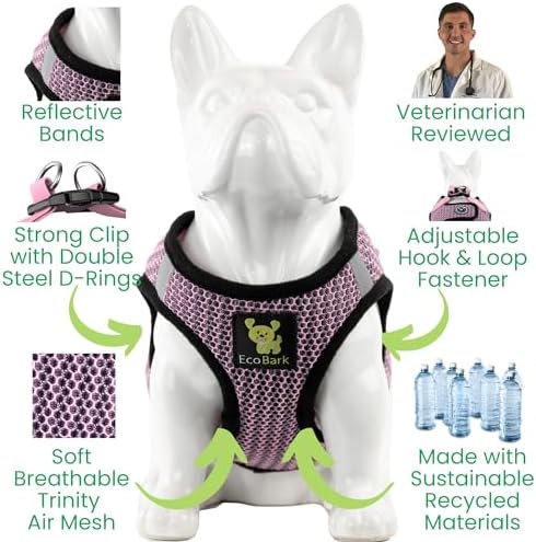 EcoBark Step in Dog Harness - Eco-Friendly Teacup Dog Harnesses for XXS, XS, and Small Dogs - Reflective and Adjustable Mini Body Halter Vest -Tiny Soft Mesh Toy Breed Harness (Lilac Pink, XXS) - Image 4