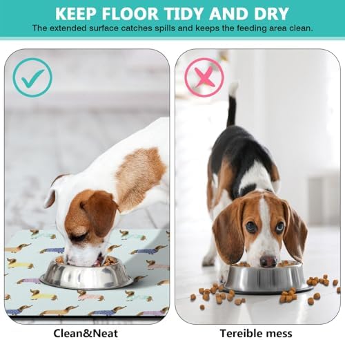 Dachshund Dog Food & Water Mat, Pet Feeding Mat for Floor Non-Slip Waterproof, Super Absorbent Cat Bowl Mat, Easy to Clean Eco-Friendly Durable Pet Placemat,12" × 20" - Image 4