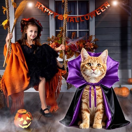 GOYOSWA Cat Halloween Costumes Pet Cat Dog Halloween Vampire Costume Devil Vampire Cape Cloak Halloween Costumes for Cats X-Small Small Dogs Pets - Image 2