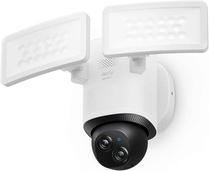 eufy Security Dual-Lens 360°Coverage Floodlight Camera E340,Security Camera Outdoor, Pan &Tilt,AI Detection&Tracking,8× Hybrid Zoom,No Monthly Fee, 24/7 Recording, Dual-Band Wi-Fi 6, 2000 LM,Wired by Unknown