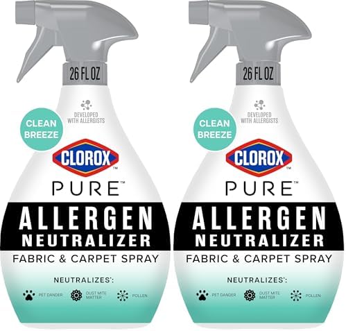 Clorox PURE Allergen Neutralizer Fabric and Carpet Spray, Clean Breeze, 26 Fluid Ounces (Pack of 2) by Clorox