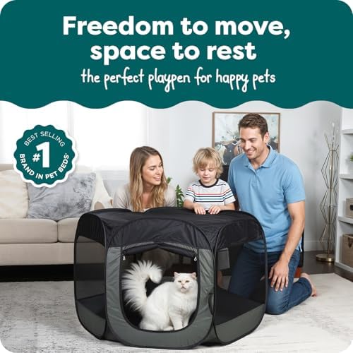 FurHaven Soft-Sided Dog & Cat Playpen, Portable Foldable Indoor & Outdoor Pet Playpen with Mesh Windows & Zippered Door, Gray, Large - Image 2