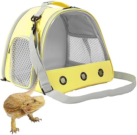 Bearded DragonTravel Cage,Lizards Carrier, Small Animal Travel Carrier for Hedgehog Rat Parrot Bird Guinea Pig, Portable Guinea Pig Travel Bag for 2 by WEVONIGU