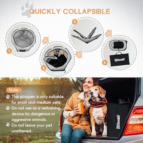 Goozii Pet Cat Playpen for Indoor Cats Enclosed, Puppy Dog Play Pen for Outdoor Travel Camping (Large Size, Light Grey) - Image 6