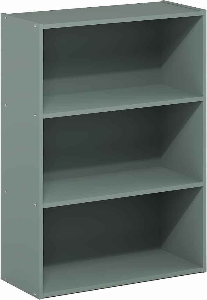Furinno PASIR Book Shelf, 3-Tier Bookshelf, Storage Shelves Bookcase, 9.7 x 23.7 x 31.5, for Living Room, Bedroom, Home Office, Sage Green - Image 6
