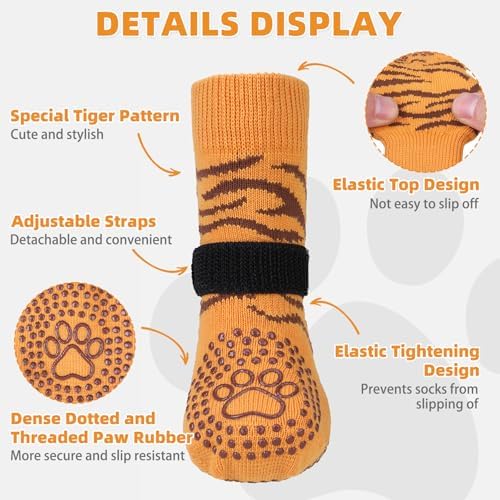 KOOLTAIL Anti Slip Dog Socks to Prevent Licking Paws,Dog Shoes for Hot Pavement & Hardwood Floors,Durable Soft Double Sided Grippy Socks for Small Medium Large Dogs, Traction Control for Senior Dogs - Image 4