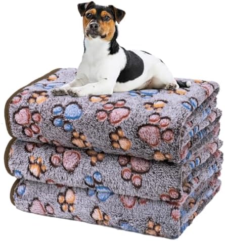 Dono 1 Pack 3 Dog Blankets for Small Dogs, Soft Fluffy Paw Print Pattern Fleece Pet Blanket Warm Sleep Mat, Puppy Kitten Blanket Doggy Mat for Dog Cat Kitten Doggy (40 * 30") by Dono