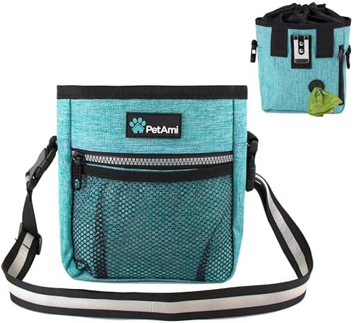 PetAmi Hands Free Dog Treat Pouch for Training and Walking, Teal Sea Blue by PetAmi