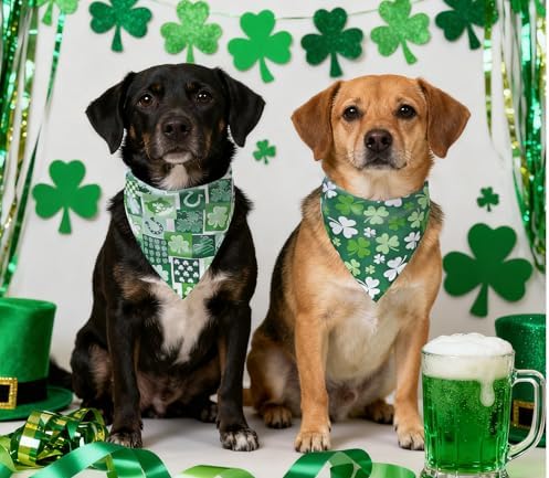 St. Patrick's Day Dog Bandanas 2PCS-Small,Irish Shamrock Design Scarves, Holiday Costumes,Pet Scarves for Boys and Girls,Dog Outfit Gifts for Small Dogs and Cats(Green) - Image 6