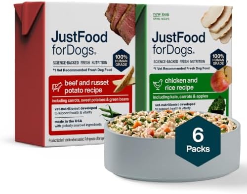JustFoodForDogs Pantry Fresh Wet Dog Food Variety Pack, Complete Meal or Dog Food Topper, Beef & Chicken Human Grade Dog Food Recipes - 12.5 oz (Pack of 6) by JustFoodForDogs