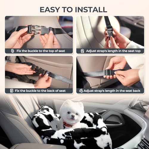 BurgeonNest Dog Car Seat for Small Dogs & Cats Under 25 lbs, Milk Cow - Image 6