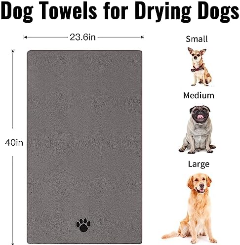 Puomue Microfiber Dog Towels for Drying Dogs, Super Absorbent and Soft Pet Grooming Towel, 40 Inch X 23.6 Inch, Perfect Dog Shower & Bath Supplies for Large, Medium or Small Dogs, Grey - Image 3