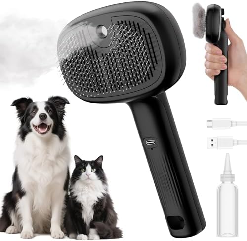 Pecute Self-Cleaning Steam Dog Cat Brush for Heavy Shedding/Long Coats by pecute