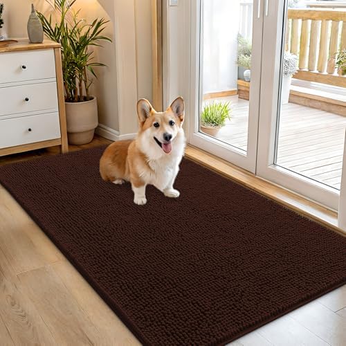 OLANLY Dog Door Mat for Muddy Paws 54x32, Super Absorbent Chenille Mud Mat by OLANLY